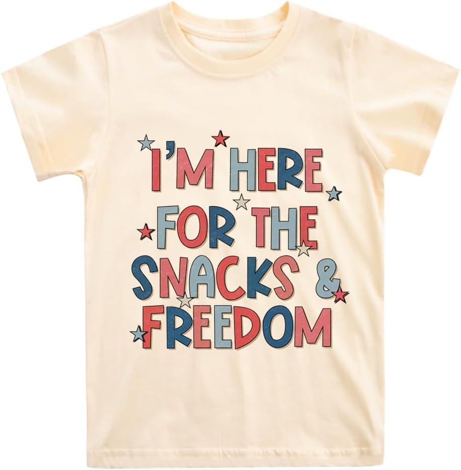 Boys 4th of July Shirt American Flag T-Shirts for Kids Toddler Patriotic Tee Tops Girls Independence Day Outfit 1-7 Years