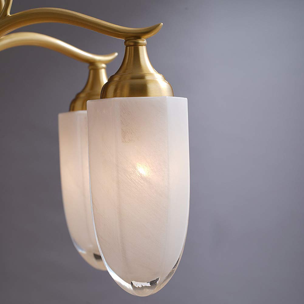 Salon Salle à Manger Lampes De Chambre à Coucher,E14 Tout Cuivre Nordic Light Crystal Chandelier Lighting,Simple Moderne Branche Originale Italienne Pendant Lighting-Cuivre 8 têtes