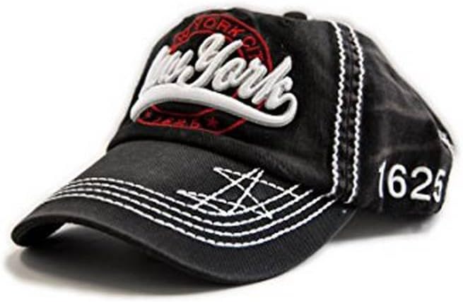 New York 1625 Vintage Baseball Cap (6 Styles Available) (Black/White) One Size Apparel