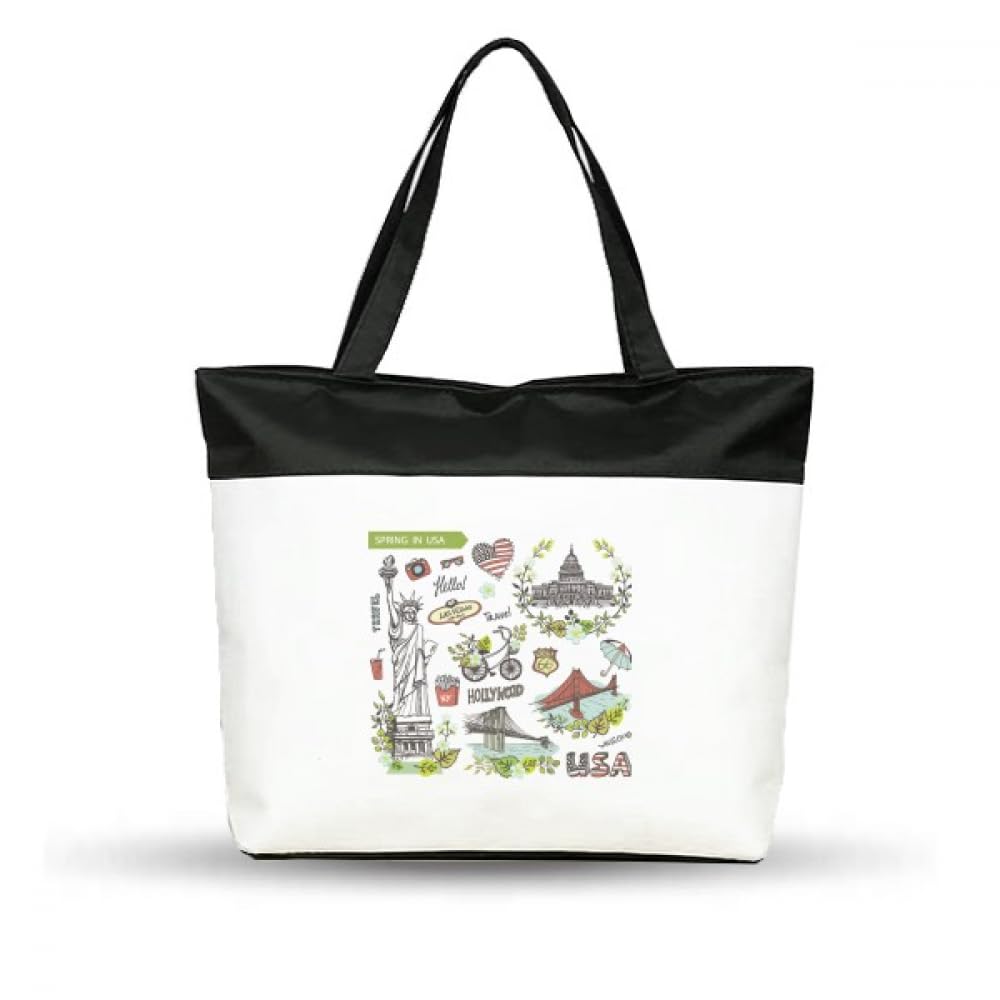 sp liberty white house usa graffiti Cotton Canvas Tote Bag Grocery Shopping