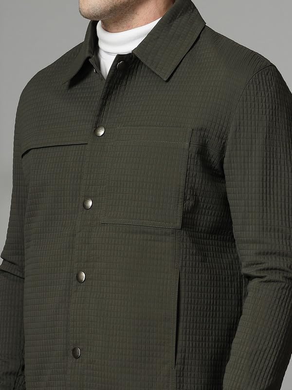 Image of CHKOKKO Men's Fleece Solid Winter Wear Regular Fit Standard Length Jacket