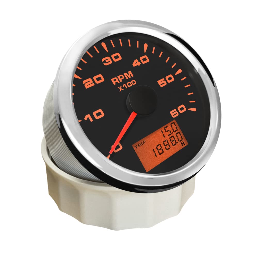 ELING Étanche 0-6000RPM Jauge De Tachymètre Pour Bateau De Voiture De Bateau De Bateau avec 8 Couleurs Rétro-Éclairage 85mm