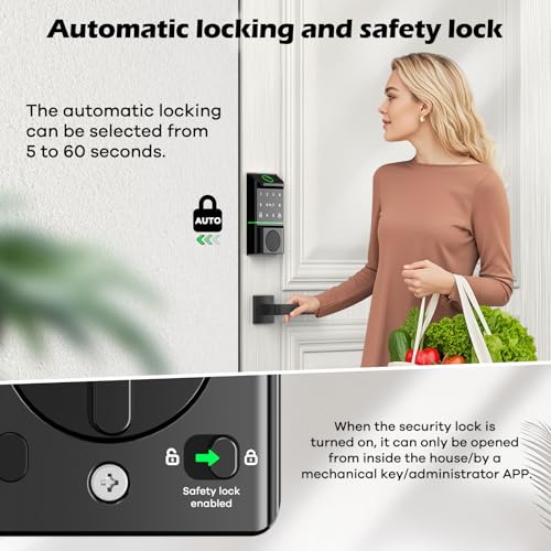 Smart Fingerprint Deadbolt Lock with Keyless Entry and App Control