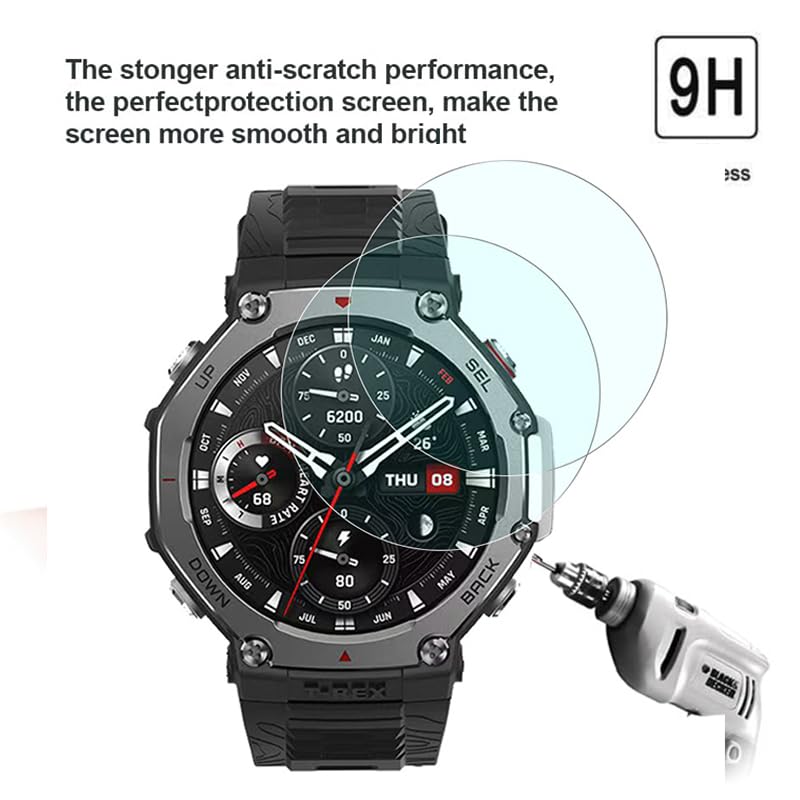 Image of YODI Pack of 2 Waterproof 3D Tempered Glass Screen Protector Compatible with Amazfit T-Rex 3 Only ((T-REX 3))
