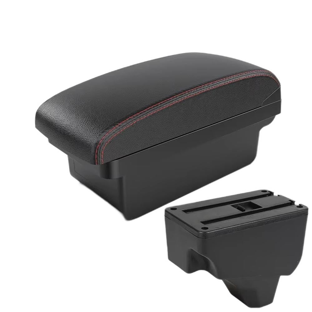 FSOZDBBPL For Peugeot 2008 For Peugeot 208 2019-2024 Car Armrest Box Storage Box Retrofit Car Accessories Interior Parts(A1 Black red NO USB)