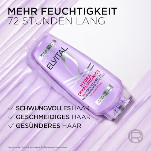 L'Oréal Paris Elvital Haarpflege-Routine für feuchtigkeitsbedürftiges Haar: Hydra Hyaluronic Set mit Hyaluronsäure, Shampoo 300ml… – Ansicht 4
