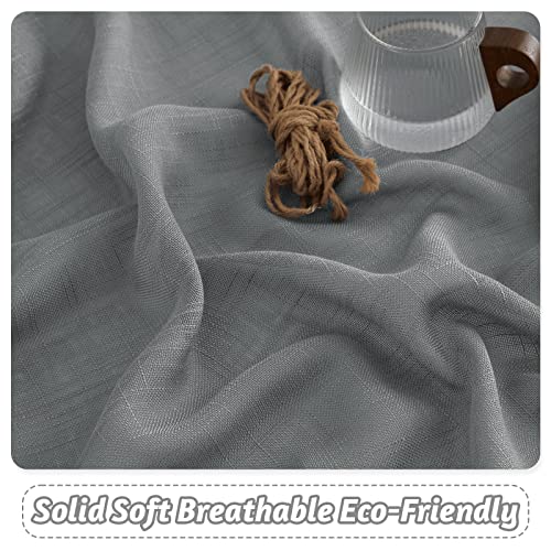 Ryb Home Window Topper Curtains - Linen Sheer Curtains Tiers, Privacy Curtains For Cafe / Kids Nursery / Bathroom, Light Filtering Privacy Small Window Decor, Deep Grey, 52 X 18 Inches, 1 Pair #TOP3