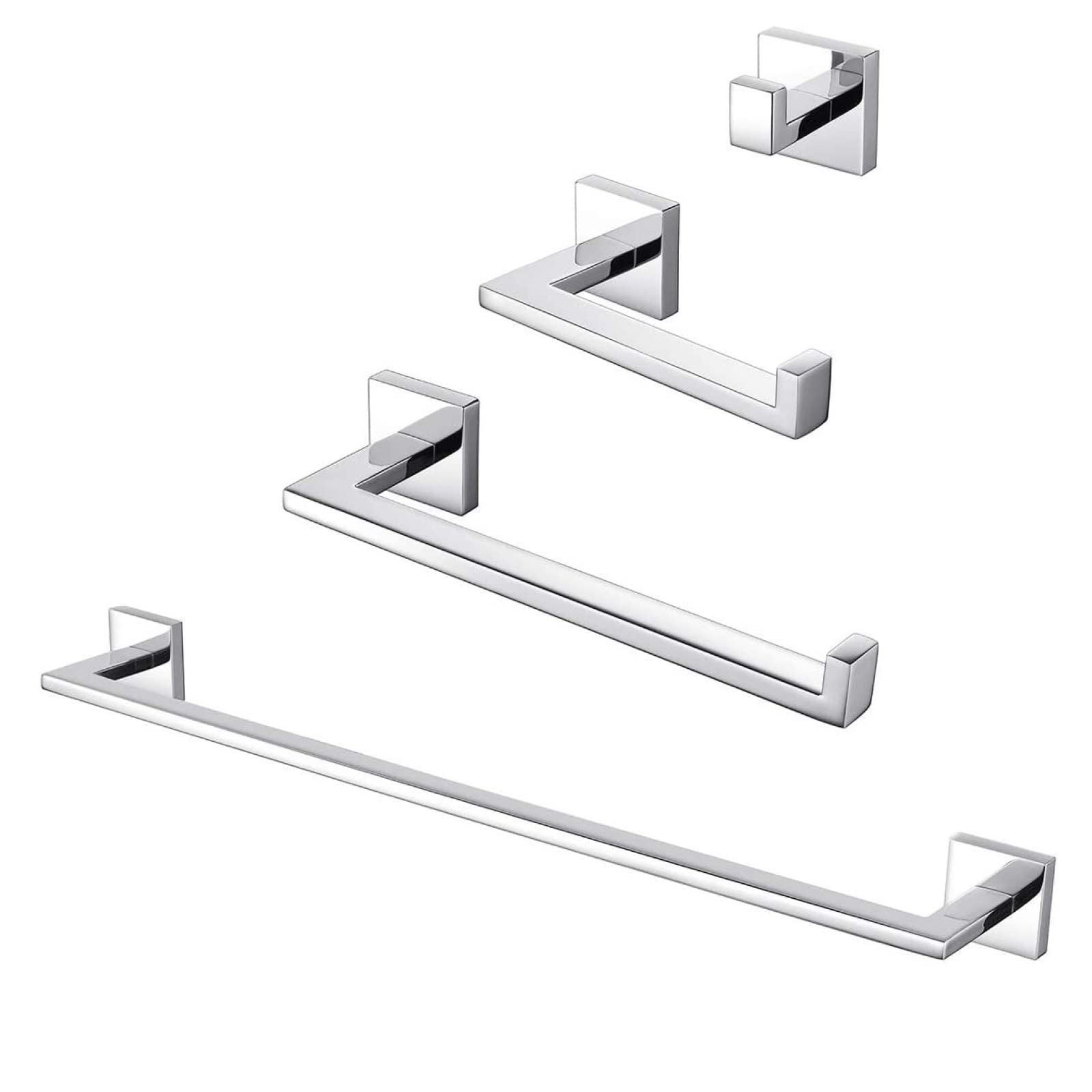 Juego de toalleros de acero inoxidable estante de baño estante de papel higiénico varilla de toallas baño, juego brillante de 4 piezas