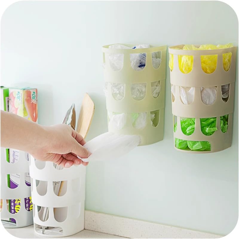 Miniatura 2 de Basurero de cocina, papelera de plástico para baño, bolsa de basura de plástico para montar en la pared, bolsa de basura, caja de almacenamiento,