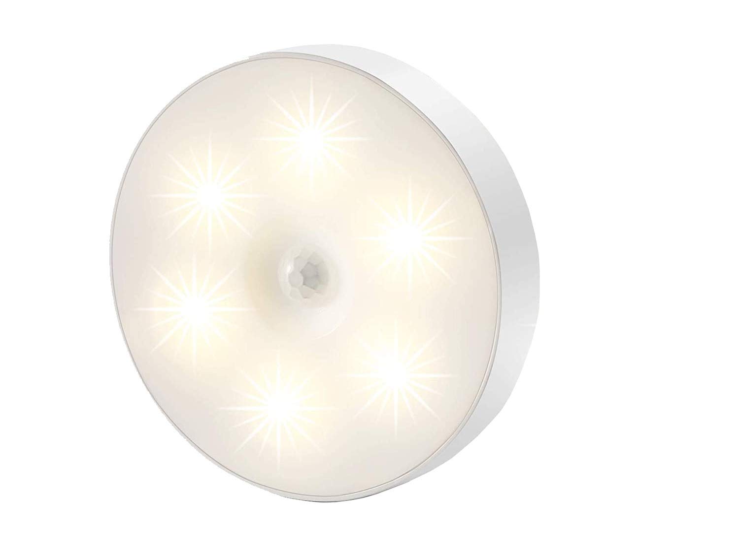 MR.3Motion Sensor Lights Built-in USB Rechargeable,LED Night Light, Stick on Anywhere as Closet Toilet Bathroom Stair Cabinet Indoor Lights step (Warm/3000K, Model:CB01)