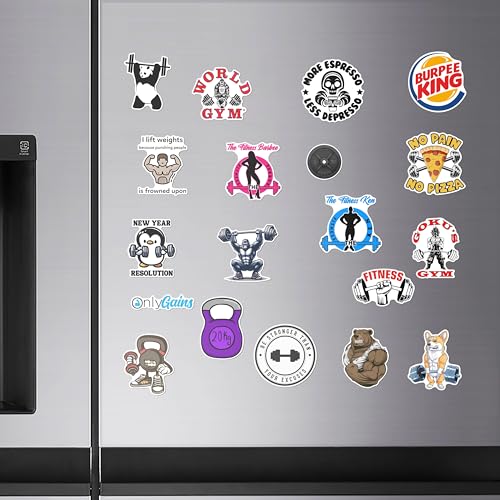 Image of WallDesign Fitness Motivation Magnets - Essential Magnet Set for Gym Enthusiasts, Durable, Stick on Any Magnetic Surface (Set of 19)