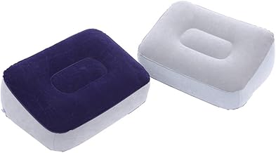 Travesseiro inflável para descanso de pés de viagem da Besportble, almofada para apoio para os pés para viagens, escritório, casa, acessórios perfeitos para aviões, viagens, assento de carro, apoio para os pés, travesseiro para as pernas, 2 peças