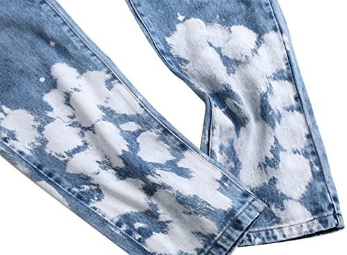 DGKaxiyaHM Men's Ripped Straight Slim Distressed Jeans Ripped Hole Washed Stretch Denim Trouser Moto Carpenter Destroy Pant (Blue 2,34.00,5,OZ)3