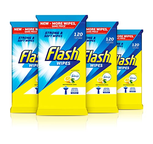 Flash Mediterranean Lemon Wipes, 480 Count, Pack Of 4 x120