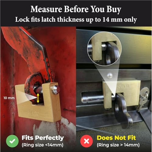 Image of AIDO by dormakaba Group Heavy-Duty 63mm Brass Padlock | Lock for Main Door, Home, Garages, Warehouses, Containers, | 4 Brass Keys | Indoor & Outdoor | Water-Resistant | 2 Year Warranty
