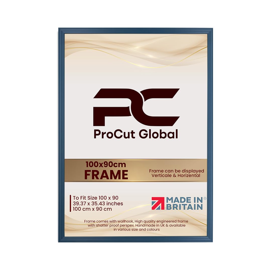 Procut Global 100x90CM Navy Blue Picture Frames - Classic Wooden Photo Frame with Shatterproof Perspex for Wall or Tabletop - Perfect for Posters, Certificates & Prints - Sizes & Colors Available