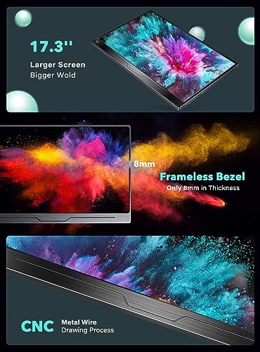 Image of UPERFECT Portable Monitor 4K 17.3'' 100% Adobe RGB 500 Nits Brightness FreeSync HDR IPS 2 Speakers Eye Care Game Display Type-C HDMI for Xbox PS4 Switch Laptop PC Phone Mac, VESA & Smart Case