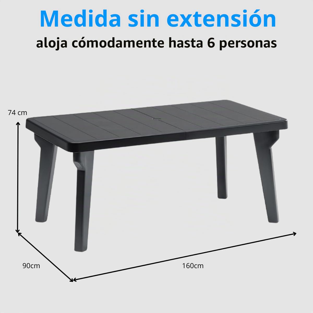 Tomaino - Mesa de jardín extensible de plástico Berg160/220 x 90 x 74h cm - Mesa de exterior con extensión (new antracita)