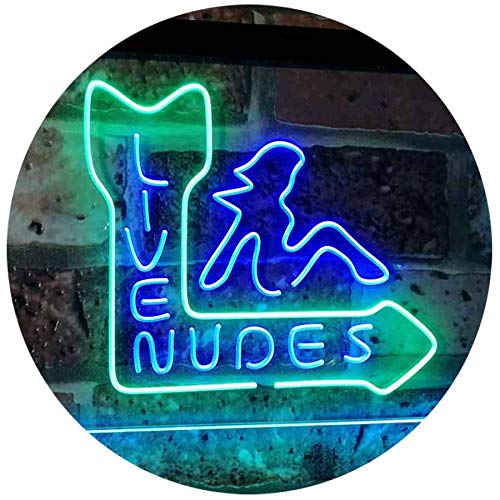 Advpro Live Nude Girls Bar Beer Pub Club Décor Dual Color Led Neon Sign Green & Blue 16" X 12" St6S43-I2042-Gb #TOP30