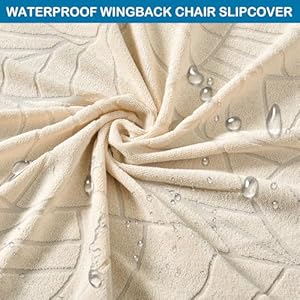 Hzdhclh waterproof wingback chair slipcovers 2 piecestretch spandex wing chair covers for living roomwashalbe armchair sofa slipovers beige  urban country home decor