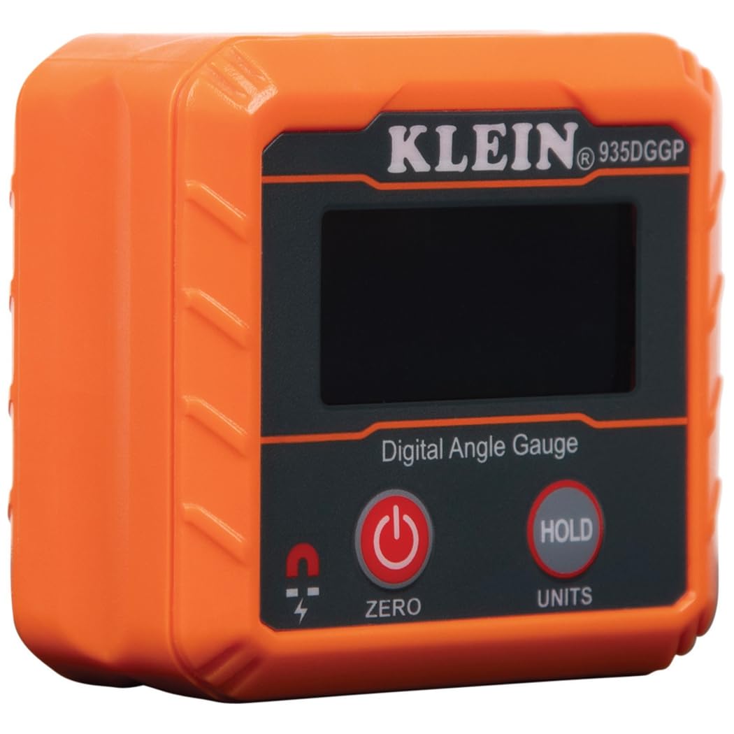 Klein Tools 935DGGP - Buscador de ángulos, medidor digital con base magnética fuerte, convierte entre grados, grado porcentual, pulgadas/pies, mm/m