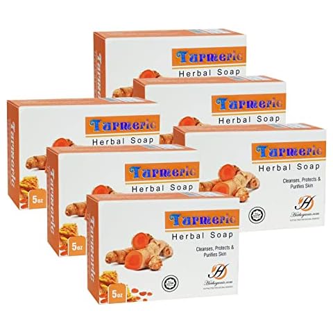 HERBOGANIC Turmeric Herbal Soap | Pack of 6 of 5oz soap Bar | Natural Bar Soap for Face and Body | Hydrating and Nourishing | Suitable for Men and Women Cover