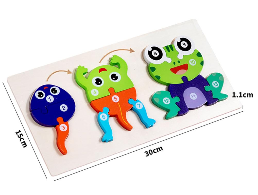 Puzzle del Ciclo di Vita degli Animali in Legno, Gioco di Sviluppo Montessori per Bambini Piccoli