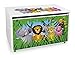 Leomark Coffre de Rangement pour Enfants - JUNGLE- Organisateur à jouets en bois, Conteneur à jouets, banc réglable, sur roulettes, Dimensions: L 71 x P 40 x H 46 cm