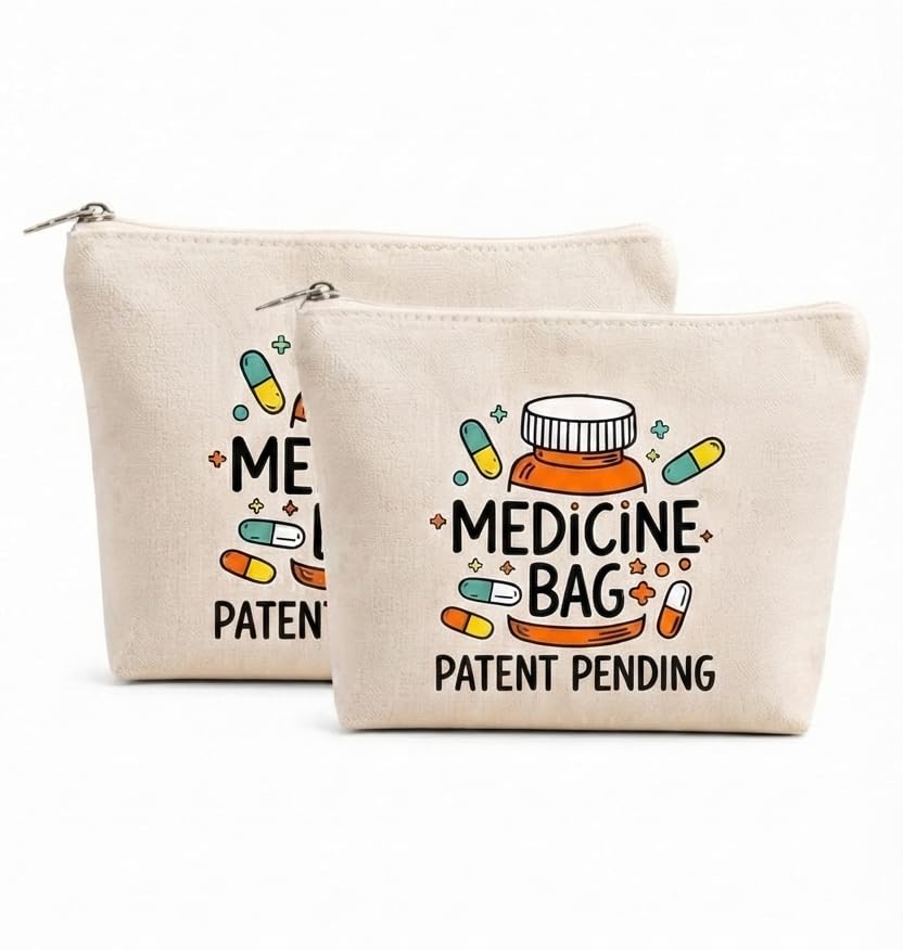 Image of Canvas First Aid Kit Pouch | Printed Medicine Storage Zipper Bag | Portable & Spacious Emergency Kit Organizer Pouch | Perfect for Hiking, Travel, Camping, Home (Pack of 2)