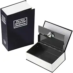 Cofre Livro Camuflado Pequeno – Seguro para Dinheiro, Joias e Documentos, Discreto e Portátil com Chaves – Dicionário Inglês