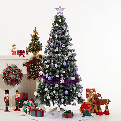 119 Pcs Christmas Ball Ornaments Set, Assorted Shatterproof Tree Ornaments With Reusable Hand-Held Gift Package, Christmas Tree Decorations For Xmas Holiday Party - Lavender Purple White #TOP6