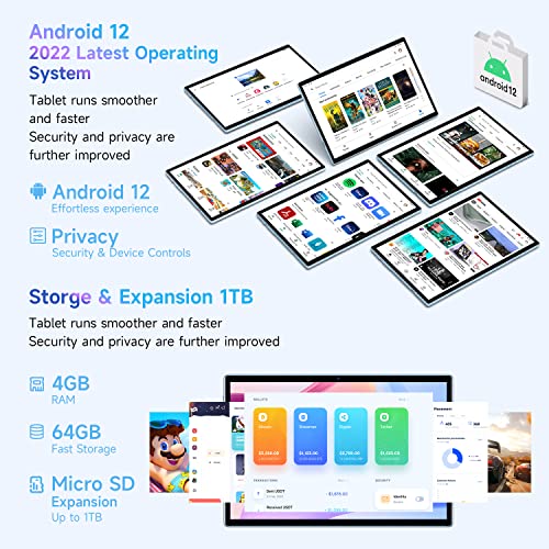 Teclast 2023 New Android 12 Tablet, P20S Android Tablet 10 Inch, 4+64Gb, 1Tb Expand Tablet Pc, 8 Core Cpu, 2.4G/5G Wifi Tablet, 10.1 Inch Ips Hd Display, Bluetooth 5.0, Gps, Dual Camera #TOP2