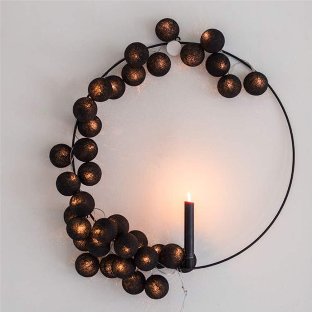 Romantic Cotton Ball String Lights, DOTBUY LED Xmas Fairy Lights Christmas Decoration Battery Operated for Indoor outdoor Holiday Party Decor Garlands (Noble black,1.8M/10LED) — image 1