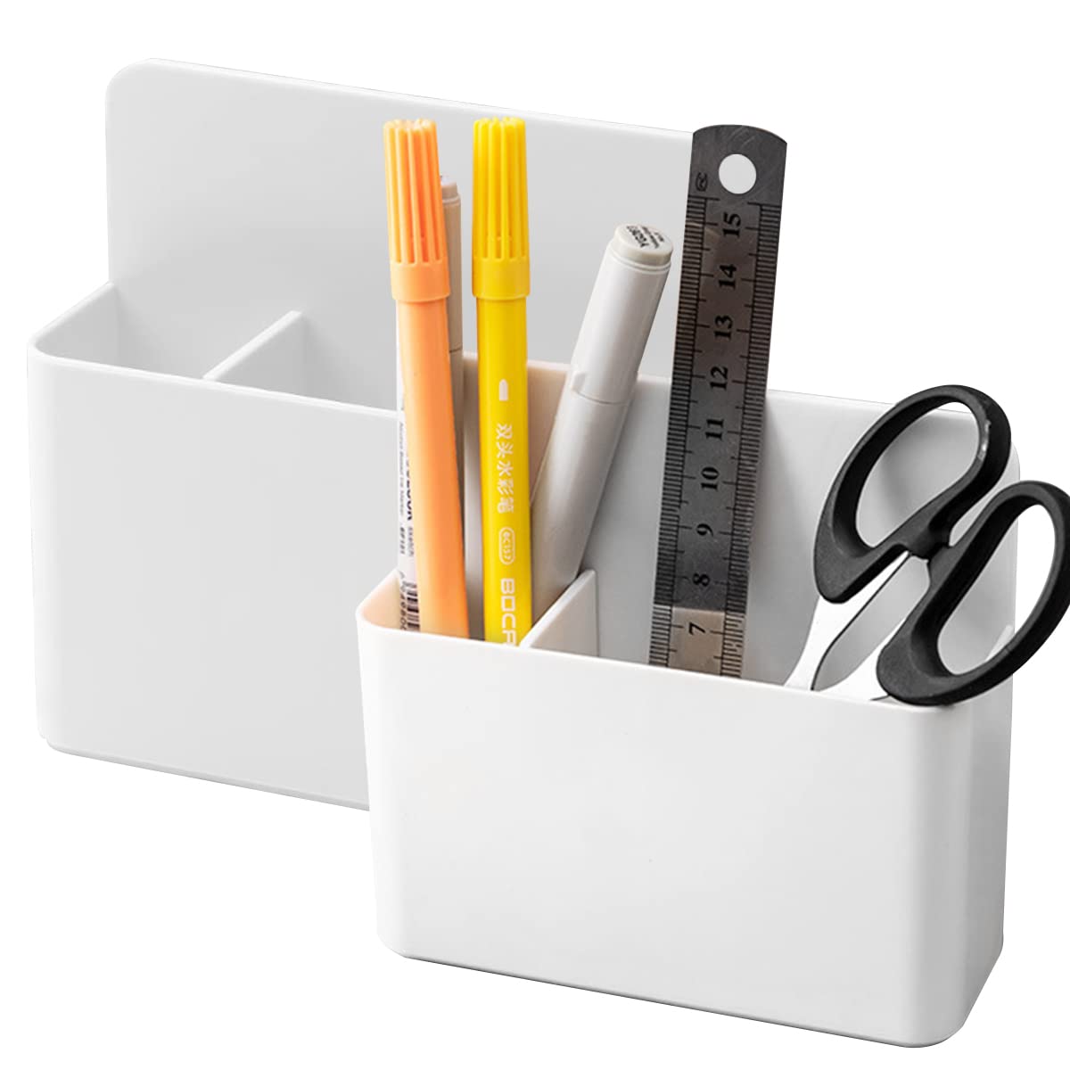 Magnetic Pen and Eraser Holder for Whiteboard, Magnet Pen Holder for Fridge, Locker, School, Office, Home, Magnetic Marker Pen Pencil Organizer 2 Packs