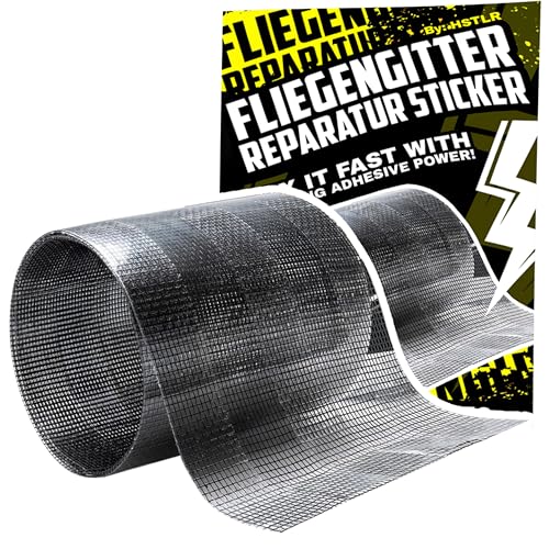 HOMIK Fliegengitter Reparatur Klebeband Schwarz – Sehr Stark Selbstklebendes Reparaturband 10cm x 150cm für Fliegengitter & Moskitonetze – Fenster, Tür & Zelt – UV- & Wasserfest