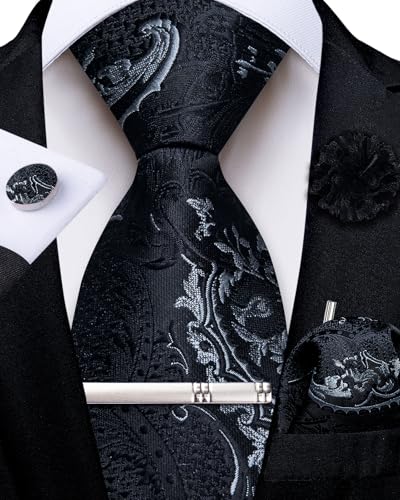Image of DiBanGu Silk Zipper Ties for Men, Formal Pre-tied Necktie | Adjustable Tie,6PCS,Various Design Styles,Jacquard Woven,Skin-friendly,Practical Gift,Great for Wedding Party,Business Formal