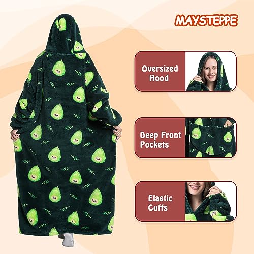 Oversized Blanket Hoodie, Adult Women Sherpa Fleece Wearable Blanket Warm and Cozy Giant Hooded Blanket Fluffy Sweatshirt for Women and Men - Image 4