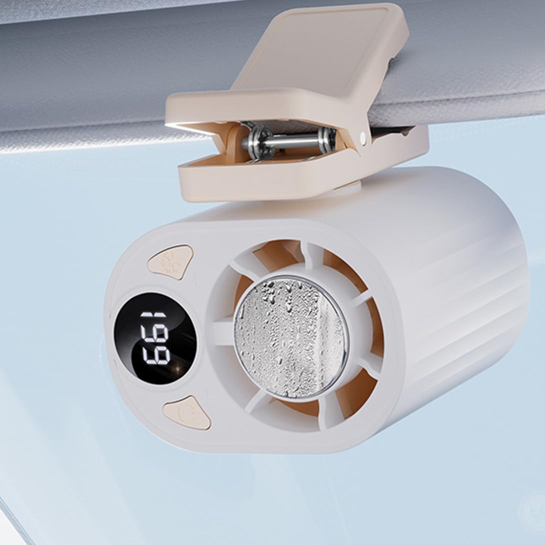 Aire acondicionado portátil para automóvil, aire acondicionado portátil para automóvil, ventilador con clip con enfriamiento de semiconductores: 199 configuraciones de velocidad, ventilador manos lib