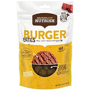 Nutrish Rachael Ray Burger Bites Real Meat Dog Treats, Beef Burger with Bison Recipe, 5 Ounces (Pack of 5), Grain Free