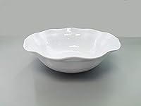 Vista 4 de Ensalada redonda de melamina sin BPA con volantes en tazón, 12.5 pulgadas, color blanco