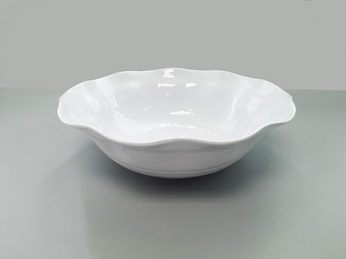Miniatura 4 de Ensalada redonda de melamina sin BPA con volantes en tazón, 12.5 pulgadas, color blanco