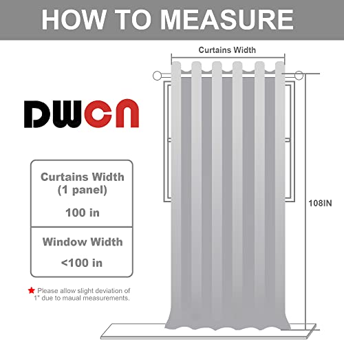 Image of DWCN Total Privacy Room Divider Blackout Curtain for Patio Door, Living Room, Bedroom Partition and Shared Office Space, 1 Grommet Curtain Panel, 8.3ft Wide x 9ft Tall, Greyish White