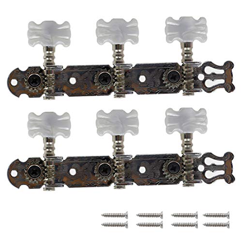 Hordion Classical Guitar Tuning Pegs Machine Heads 3+3 Tuning Key Pegs Tuners for Acoustic Folk Guitar, White