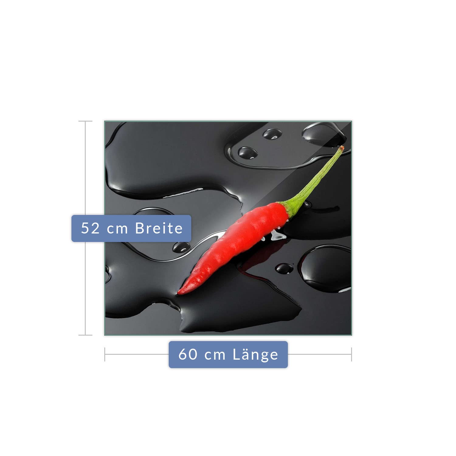Herdabdeckplatte Abdeckung Ceranfeld Abdeckplatte Schneidebrett 1-Teilig 60x52 Chili Rot Spritzschutz Glasplatte Ceranfeldabdeckung Schutz für Kochplatten Herdschutz Sicherheitsglas Glasschneidebrett