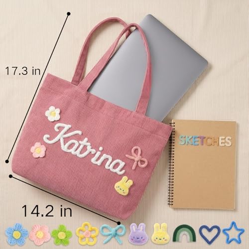 Bolso tote personalizado para mujer en pana miniatura 6