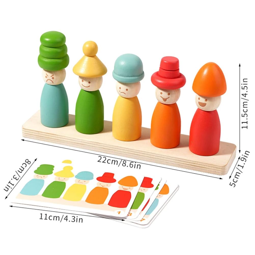 Juego de Apilamiento y Correspondencia con Muñecas de Madera Montessori