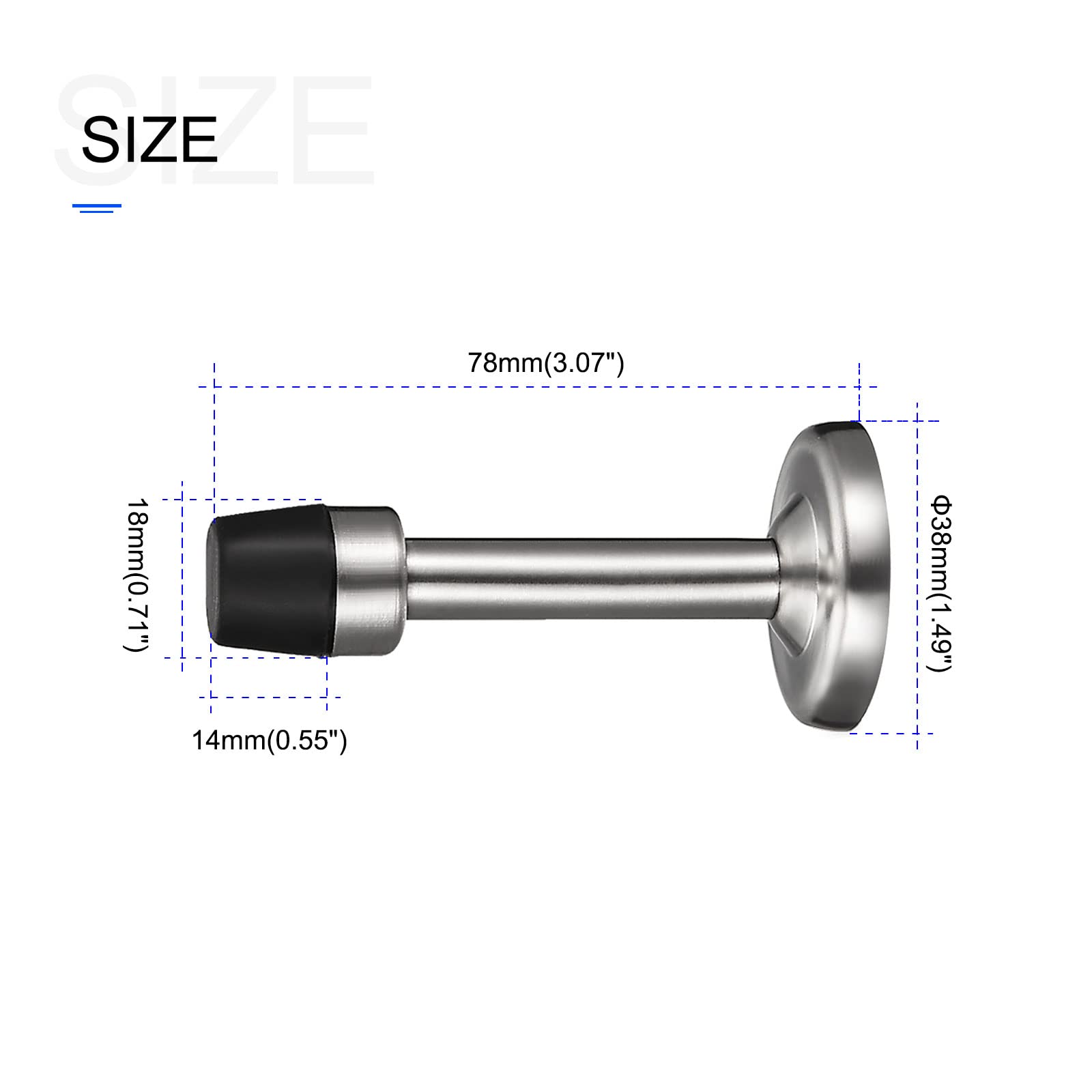 METALLIXITY Door Stop Wall Mount Door Stopper (78mm/3.07") 2pcs, Zinc Alloy Sound Dampening Door Stoppers with Screws - Image 2