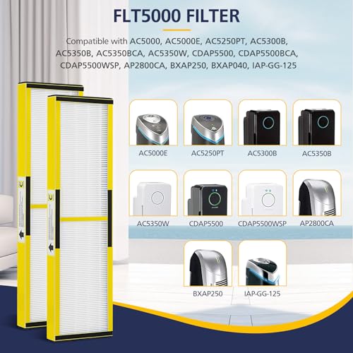 Image of 2 Pack FLT5000 HEPA Replacement Filt-er C with 6 Pack Activated Carbon for G-Guardian AC5250PT AC5000 AC5000E AC5300B AC5350B AC5350BCA AC5350W CDAP5500