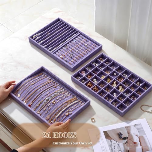 Image of Large Velvet Jewelry Tray Display Drawer Inserts 2 Pack