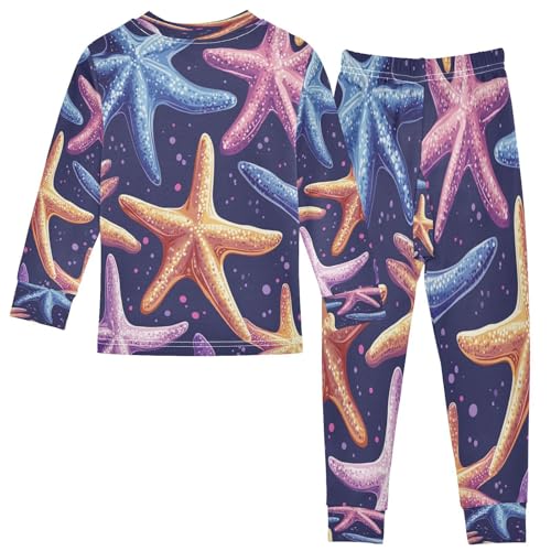 Pajama Sets Long Sleeve Colorful Starfish Pattern Soft Comfy Sleepwear 2 Piece PJS 3-8T3